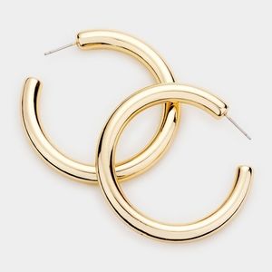 Gold Hoop Earrings 1.8" Chunky Cute Casual Simple Jewelry Fashion Accessories